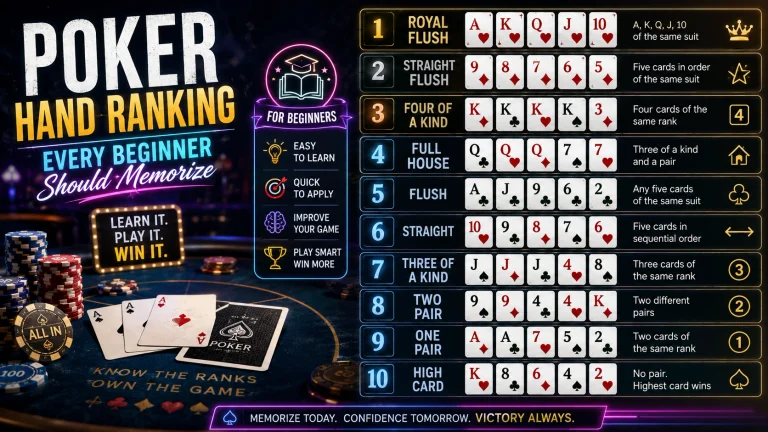 Poker Hand Ranking Every Beginner Should Memorize